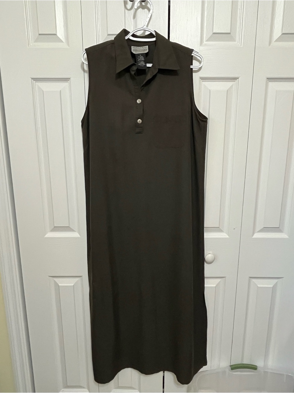 Sleeveless Collared Maxi Dress in Dark Olive